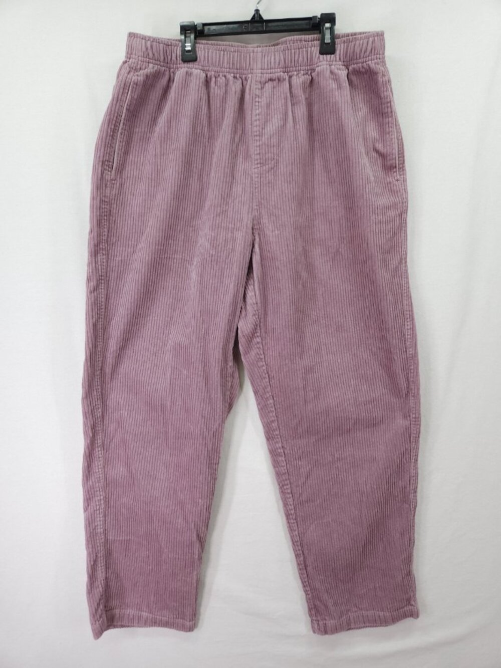 OBEY Womens Size Large Mauve Dusty Pink Corduroy Pants Elastic Waist Pull On